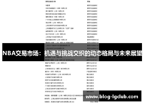 NBA交易市场：机遇与挑战交织的动态格局与未来展望